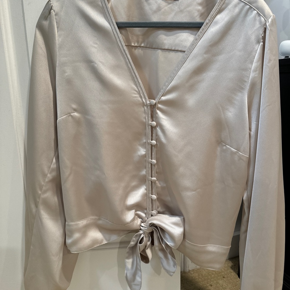 Abercrombie & Fitch Cream Satin Top